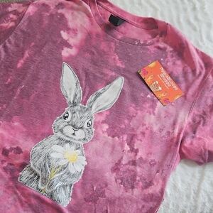 Gildan Pink Tie-Dye Bunny Graphic Tee